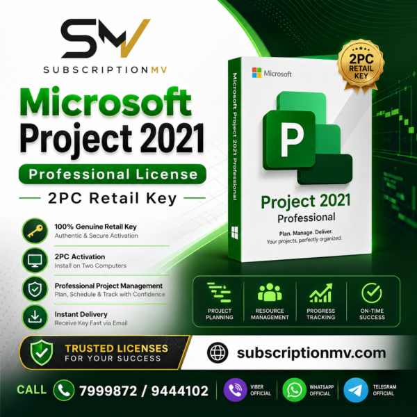 Microsoft Project 2021 Professional License – 2PC