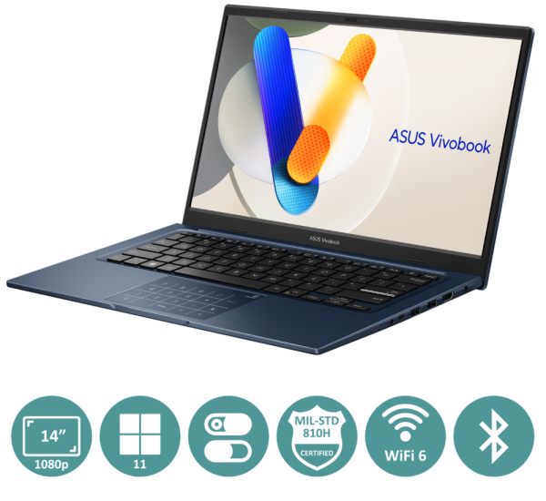ASUS Vivobook Laptop 14" FHD 12th gen i3-1215U 8GB 128GB SSD Drop Resistant