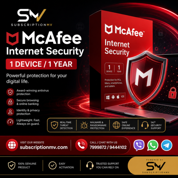 McAfee Internet security -1 Device / 1 Yr - Global
