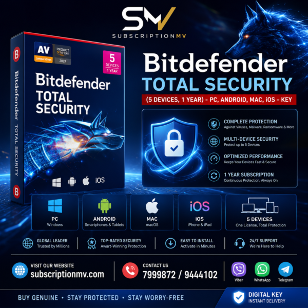 Bitdefender Total Security (5 Devices, 1 Year) - PC, Android, Mac, iOS - Key GLOBAL
