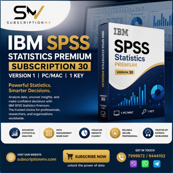 IBM SPSS Statistics Premium Subscription 30 Version 1 PC/Mac 1 Key