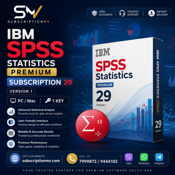 IBM SPSS Statistics Premium Subscription 29 Version 1 PC/Mac 1 Key Lifetime