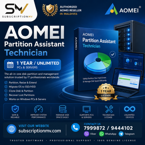 AOMEI Partition Assistant Technician (1 Year / Unlimited PCs & Servers)