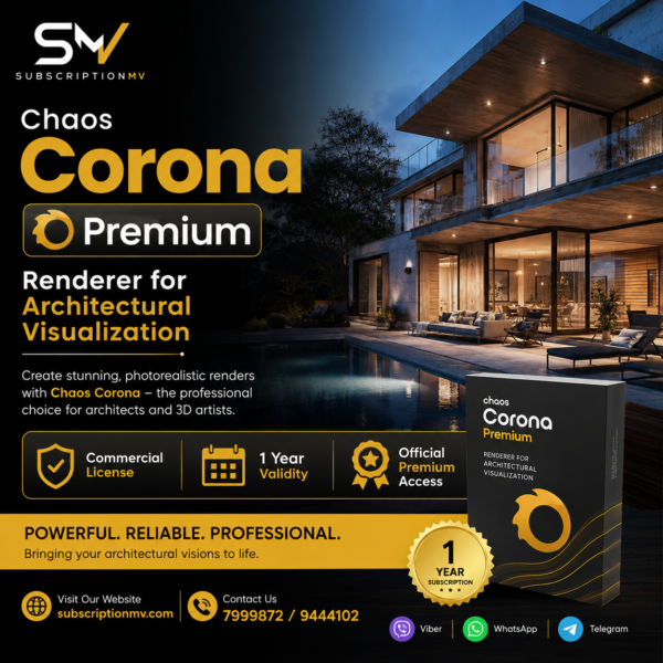 Chaos Corona Premium – Renderer for architectural visualization | Commercial License | 1 Year