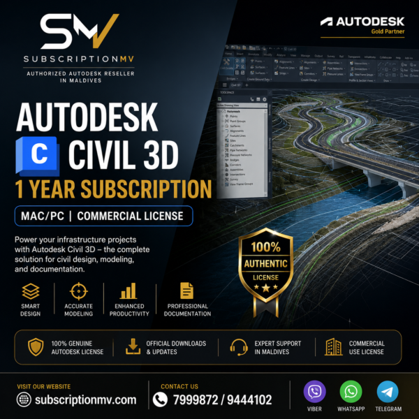 𝐀𝐮𝐭𝐨𝐝𝐞𝐬𝐤 𝐂𝐢𝐯𝐢𝐥 𝟑𝐃 𝟏 𝐘𝐞𝐚𝐫 𝐒𝐮𝐛𝐬𝐜𝐫𝐢𝐩𝐭𝐢𝐨𝐧 𝐌𝐚𝐜/𝐏𝐂 | 𝐂𝐨𝐦𝐦𝐞𝐫𝐜𝐢𝐚𝐥 𝐋𝐢𝐜𝐞𝐧𝐬𝐞