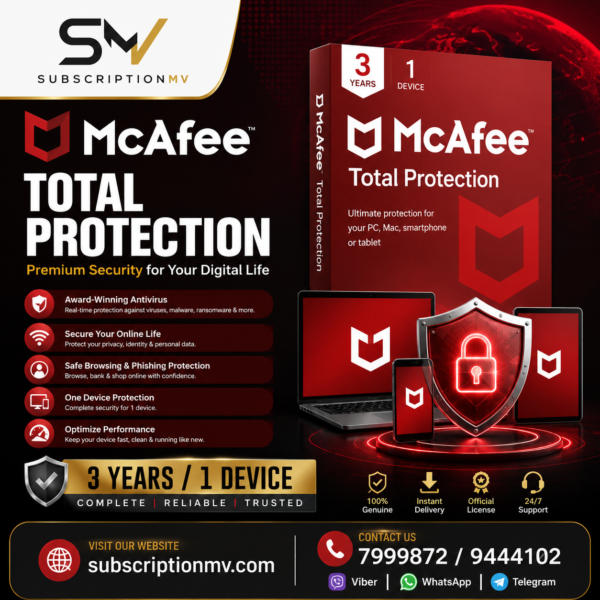 McAfee Total Protection 2026 Key (3 Years / 1 Device)