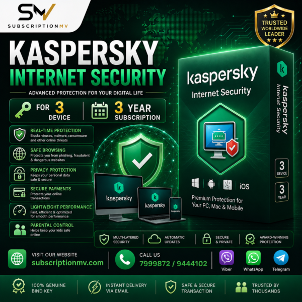 Kaspersky Internet Security for 3 Device | 3 Year Subscription
