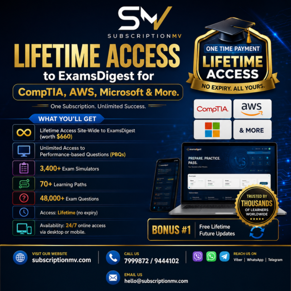 Lifetime Access to ExamsDigest for CompTIA, AWS, Microsoft & More