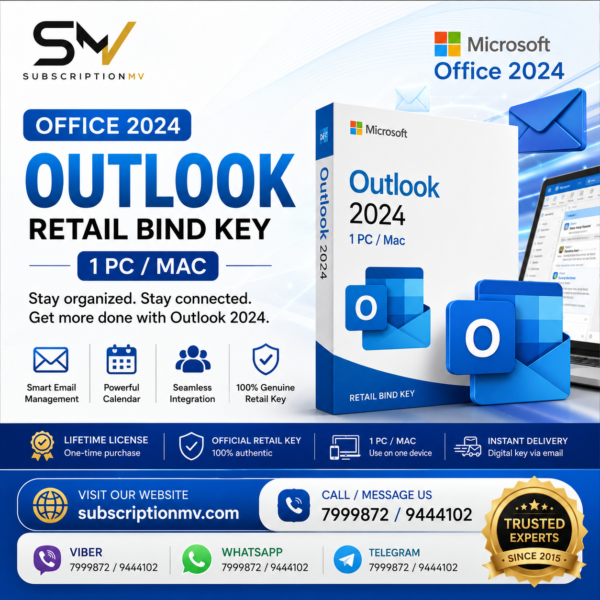 Office 2024 Outlook Retail Bind Key 1 PC/Mac