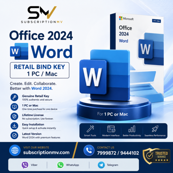 Office 2024 Word Retail Bind Key 1 PC/Mac