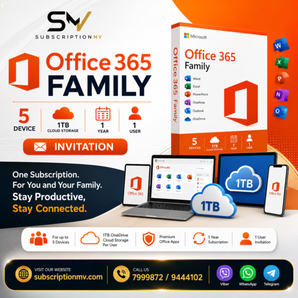 Office 365 Family 5 Device 1TB 1 Year Invitation 1 User