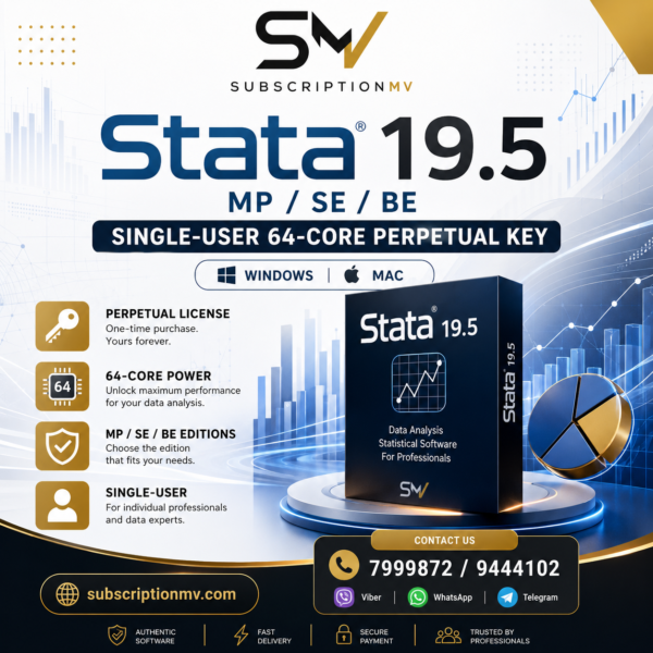 Stata 19.5 MP/SE/BE Single-user 64-core Perpetual Key - Windows / Mac