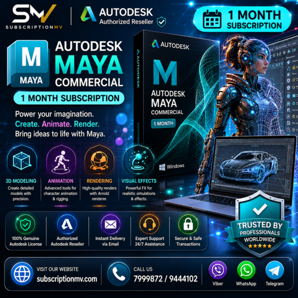 Autodesk Maya Commercial 1 Month Subscription