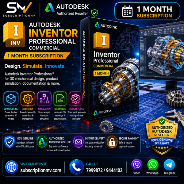Autodesk inventer Professional Commercial 1 Month Subscription